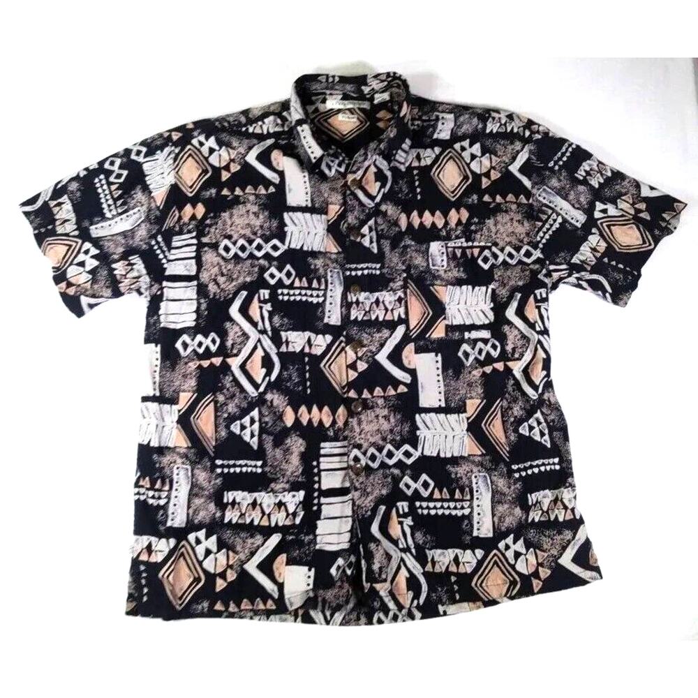 Robert Stock 90s Aztec Style Men's Button Up Shirt Size XL